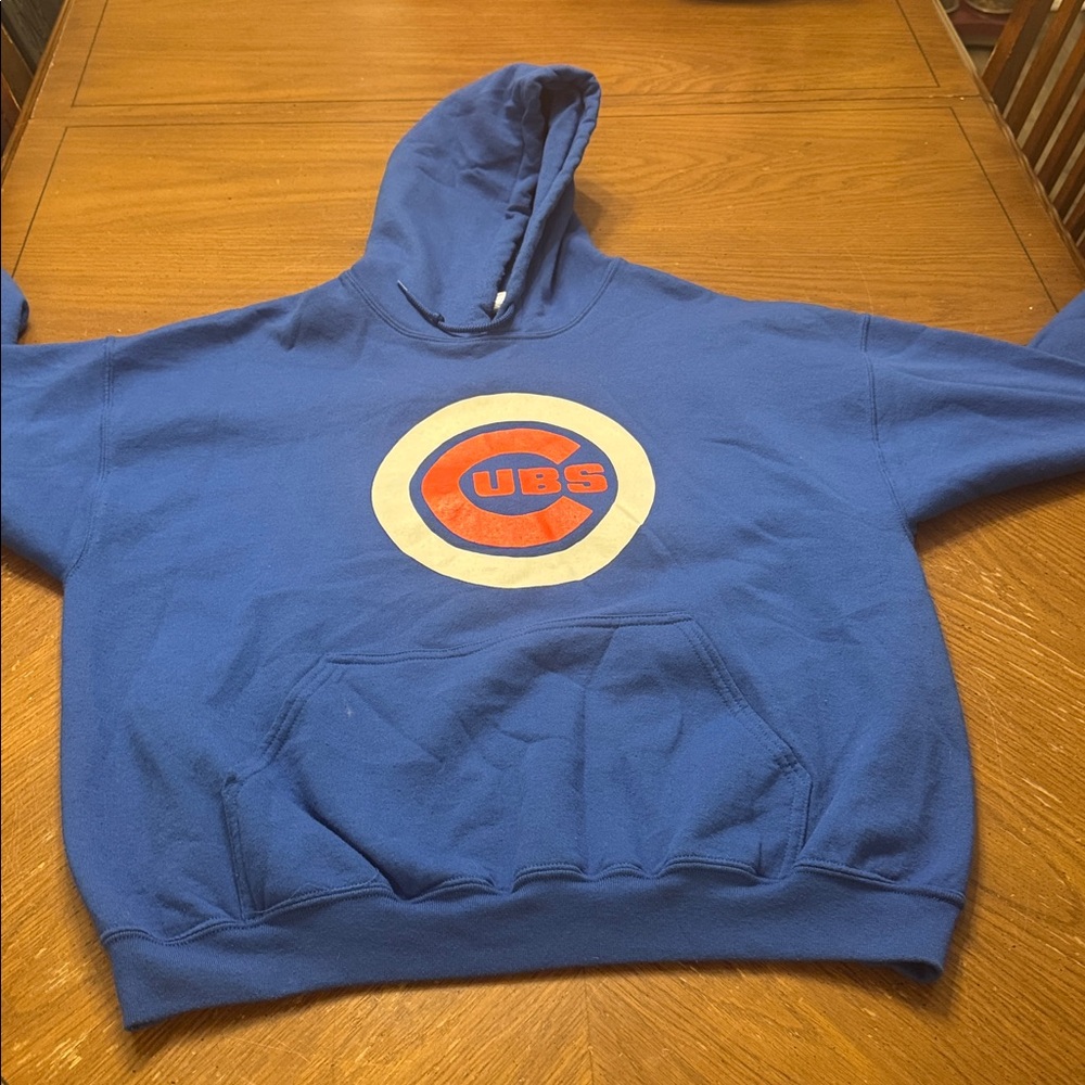 Chicago Cubs MLB Baseball Hoodie Sweatshirt Blue Orange Big C Logo #38 XL EUC
